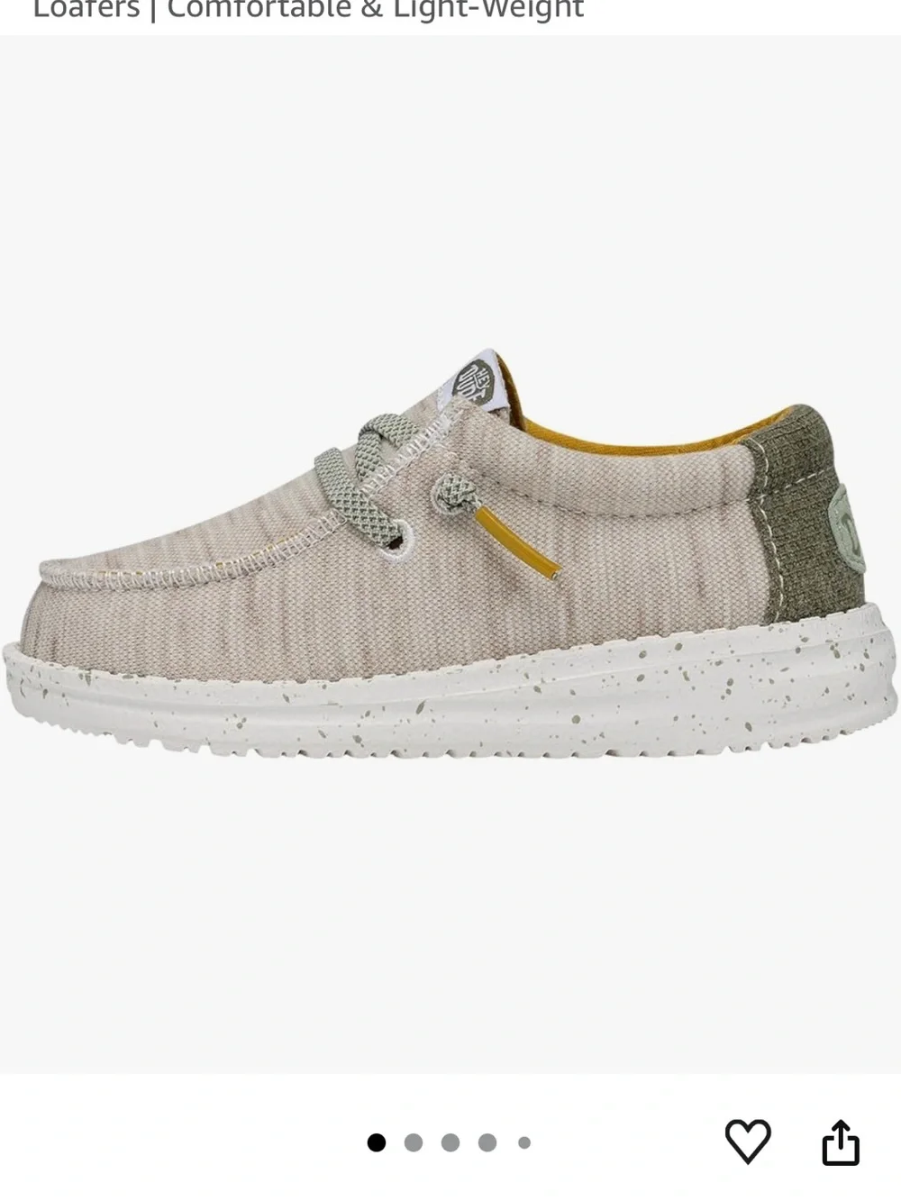 Hey Dude Kids Beige Moccasins with Yellow Lining